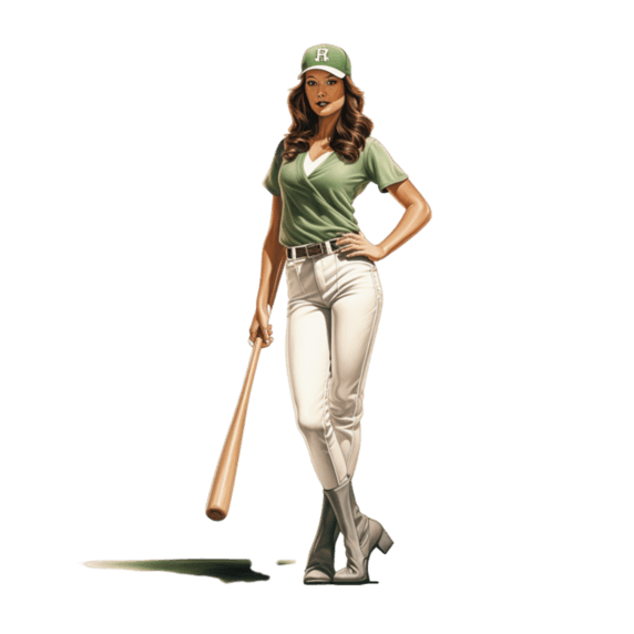 创意素材棒球运动女士元素立体免抠图案
