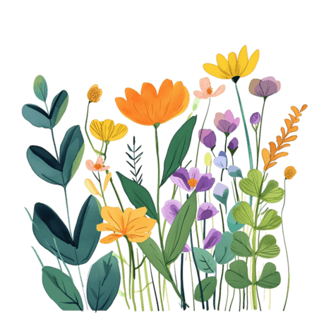 创意花草植物花朵手绘春天元素插画