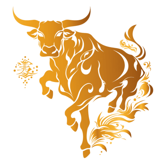 创意十二生肖老牛金箔元素手绘金色纹理动物牛