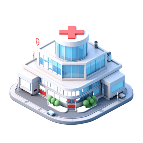 创意矢量小型医院元素3D建筑免抠图案