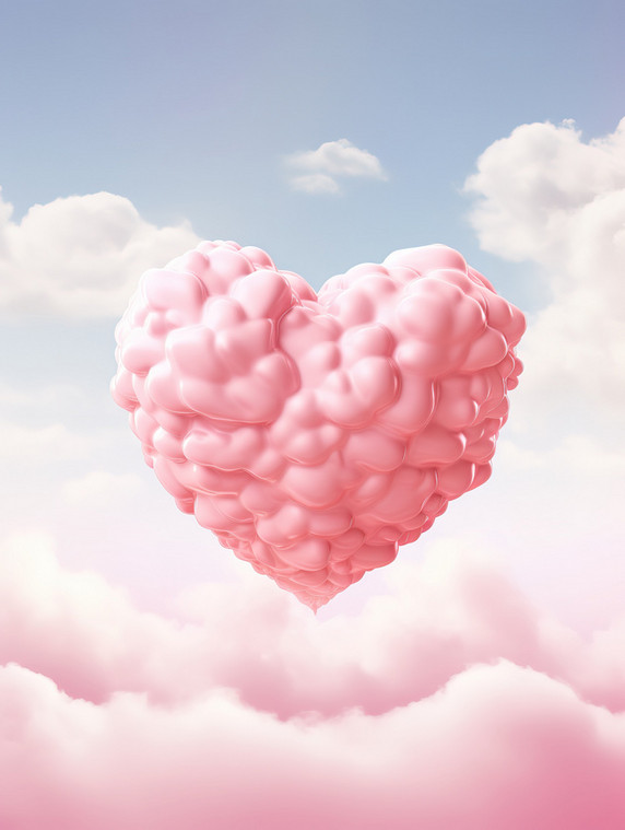 创意粉红色天空云朵爱心心形云情人节3
