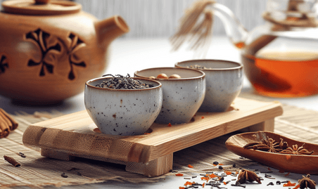 创意中医传统养生火罐中国风意境茶叶茶水
