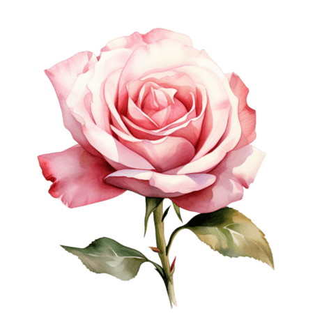 粉色玫瑰花水彩植物创意素材美丽花朵元素免抠图案