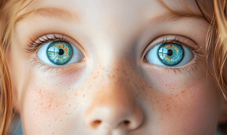 创意正在检查眼睛的儿童儿科体检医生医疗