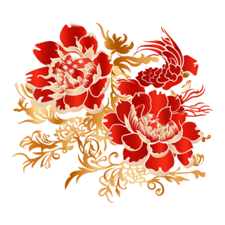 创意花朵中国风金线国潮植物牡丹简约剪纸艺术