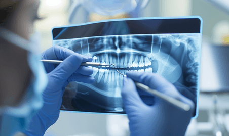 创意医生使用仪器拍摄牙齿x光片健康