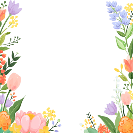 创意春天植物卡通花草边框手绘元素免抠