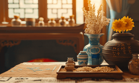 创意茶叶中国风传统中国针灸馆环境照片
