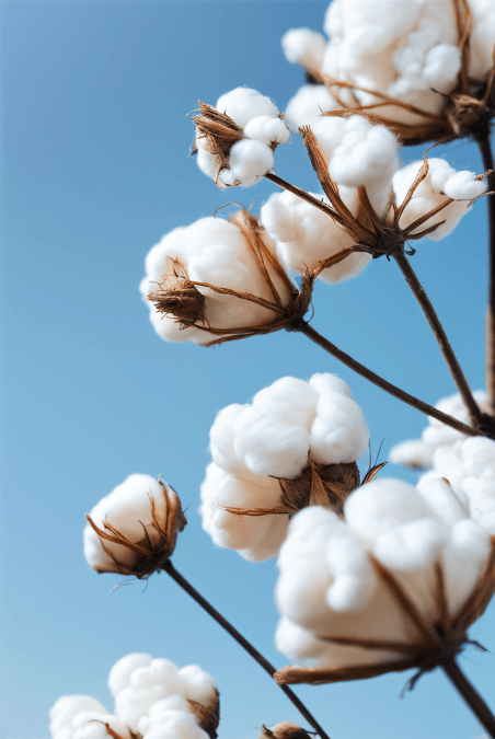 创意家纺原料白色的成熟棉花植物农作物摄影图