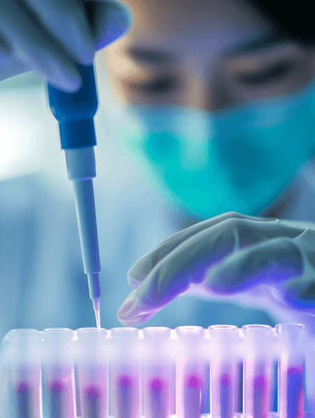 创意医学科学家和化学家在实验室使用吸管或滴管液体样品化学生物实验研究