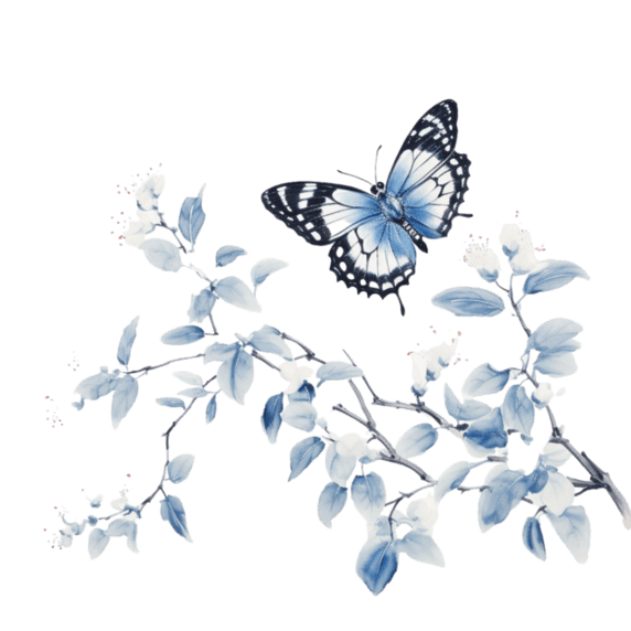 春天惊蛰水墨水彩昆虫创意简约美丽蝴蝶元素