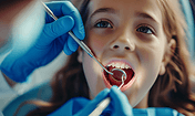 创意医生检查儿童口腔牙齿健康特写牙科体检