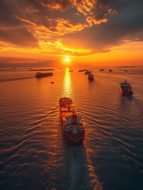 创意夕阳物流国际集装箱船舶货物货运海运