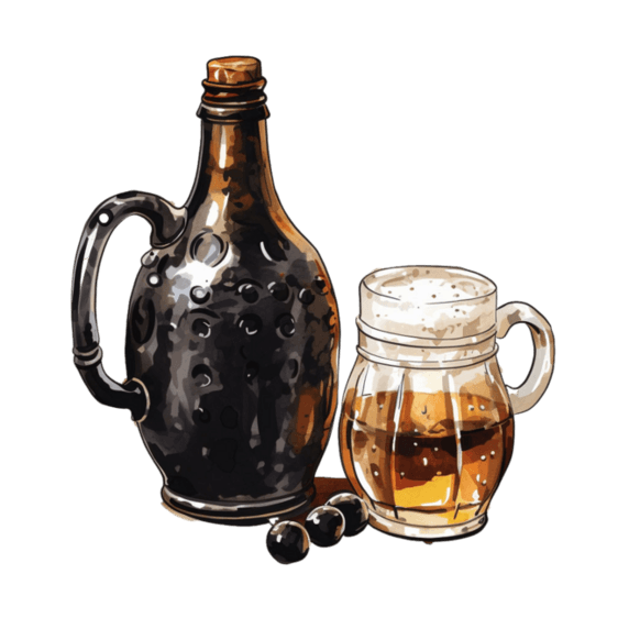 创意酒水饮料啤酒矢量复古玻璃瓶元素免抠图案