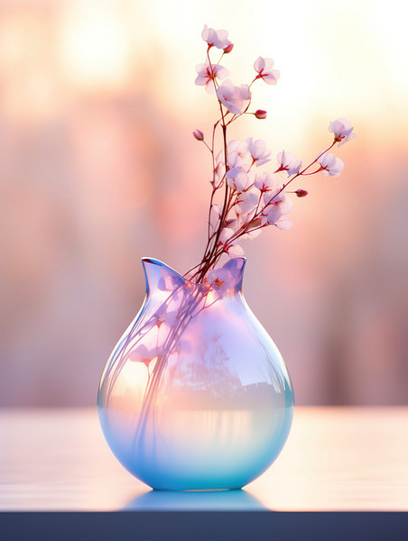 创意浪漫梦幻插花艺术手工吹制玻璃花瓶背景