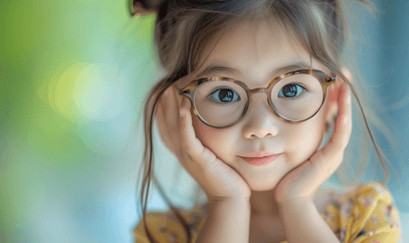 创意视力不佳的小女孩儿童眼科近视治疗