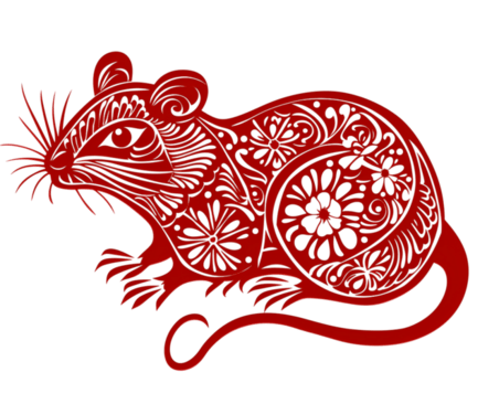 创意红色传统剪纸十二生肖鼠素材窗花动物