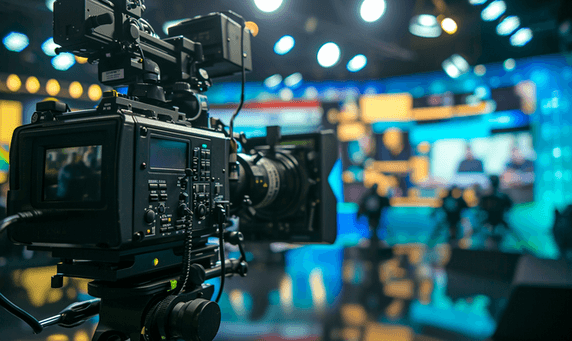 创意演播室的电视摄像机拍摄摄影直播录播摄影拍摄