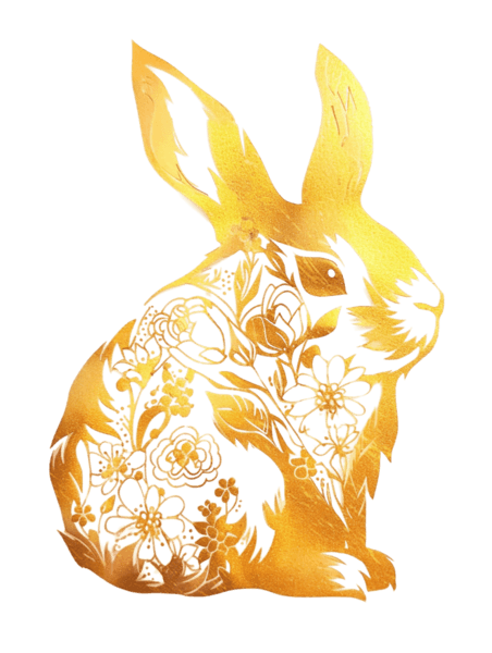 创意金箔十二生肖动物兔金色剪纸风卡通