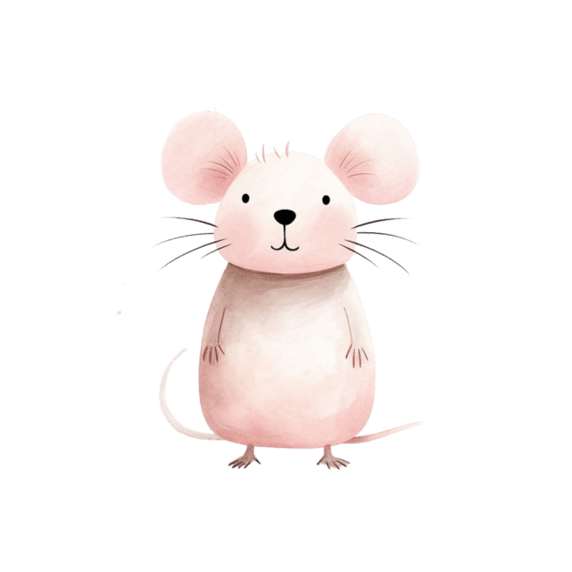 创意卡通动物粉色老鼠元素免抠图案