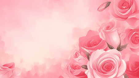 创意清新春天粉色水粉质感玫瑰底纹情人节背景