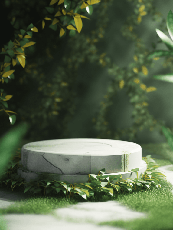 创意春天春季森林植物电商空景镜头背景产品展台绿色植物装饰