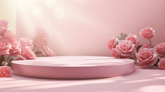 创意情人节礼品电商展示场景浪漫唯美玫瑰57