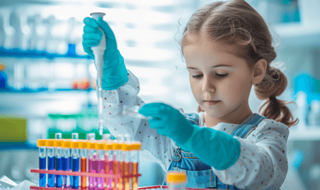 创意接受核酸检测的小女孩医疗健康疾病实验试管