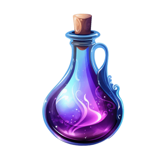 创意写实紫色药瓶魔法药瓶元素免抠图案