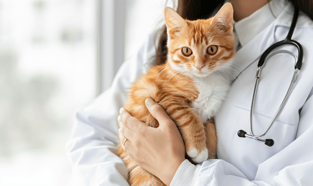创意女性宠物医生抱着猫咪宠物医院医疗健康