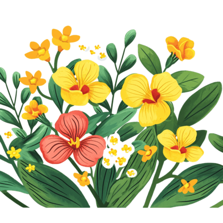 创意春天黄色小花春季花朵元素手绘免抠