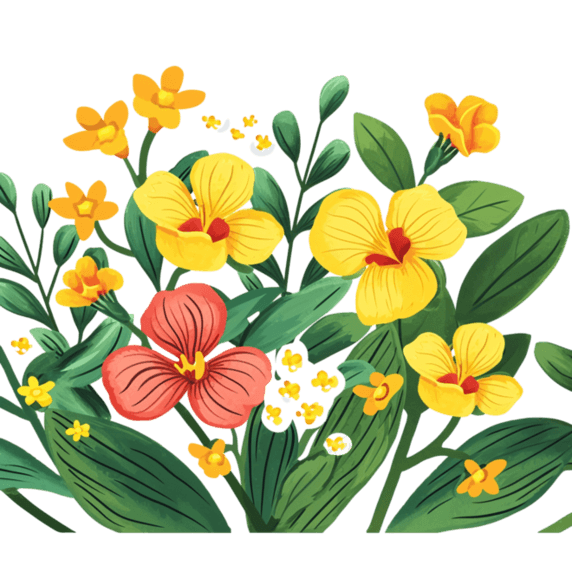 创意春天黄色小花春季花朵元素手绘免抠