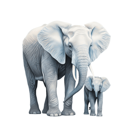 创意小象卡通动物写实白色大象元素免抠图案