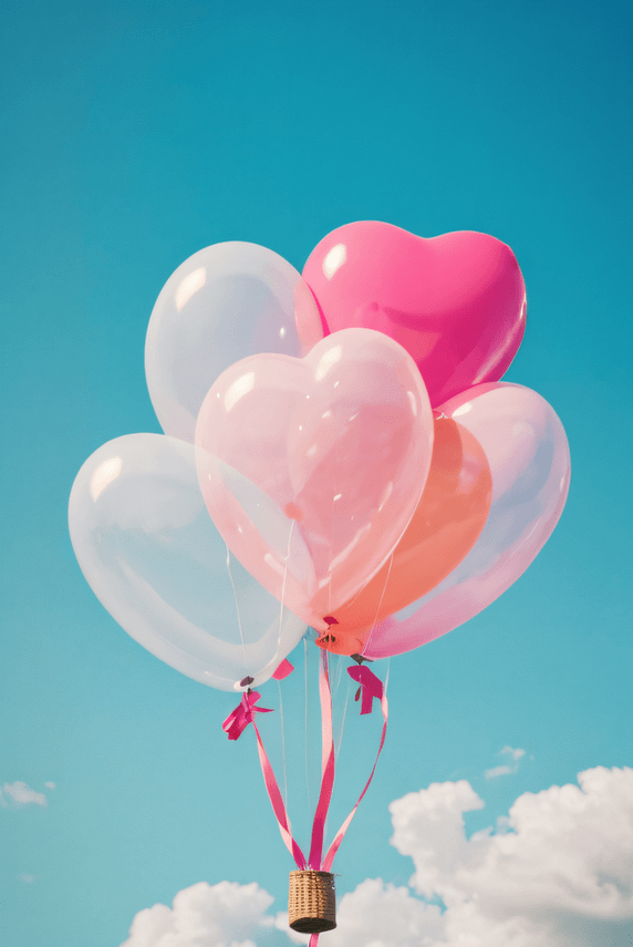 创意浪漫情人节气球文艺浪漫天空摄影图2
