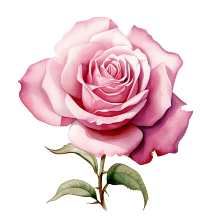 创意艺术玫瑰花粉色水彩美丽花朵元素免抠图案