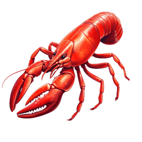 创意写实红色龙虾元素免抠图案生鲜水产