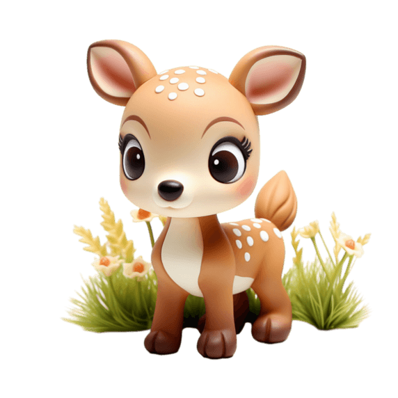 卡通3D梅花鹿迷你小鹿元素免抠图案