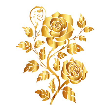 创意金箔玫瑰花情人节装饰元素金色剪纸植物