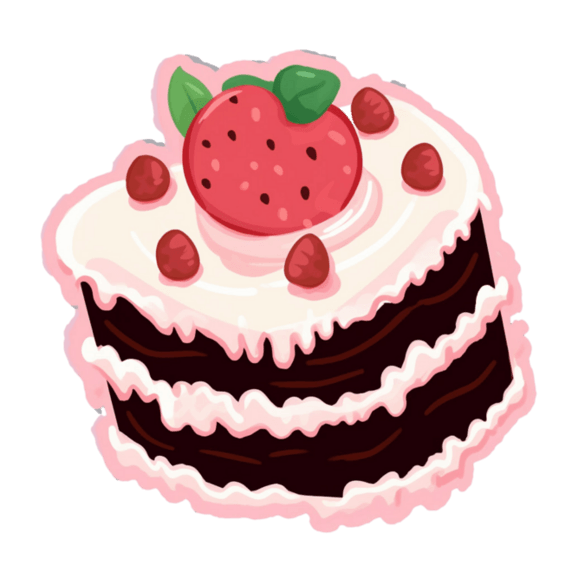 创意真实甜点生日草莓蛋糕元素免抠图案