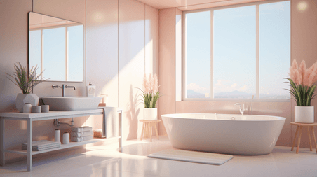 创意3D立体家庭浴室简约图片背景图7