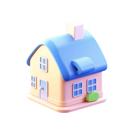 创意粉色小屋立体房子建筑元素免抠图案