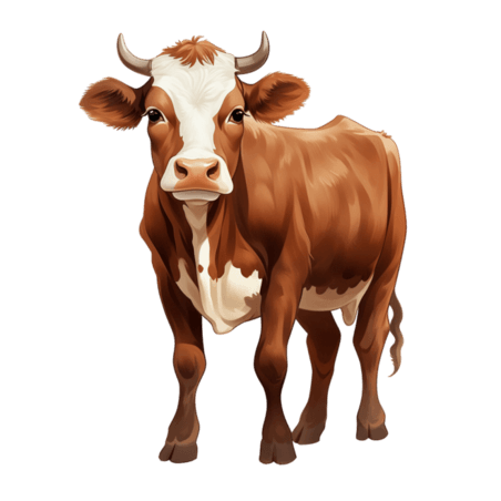 创意ai绘画黄牛动物奶牛元素免抠图案