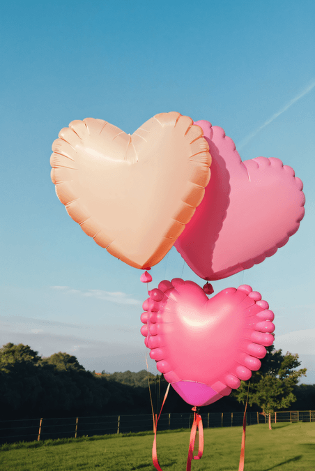 创意粉色情人节气球文艺浪漫天空摄影图4