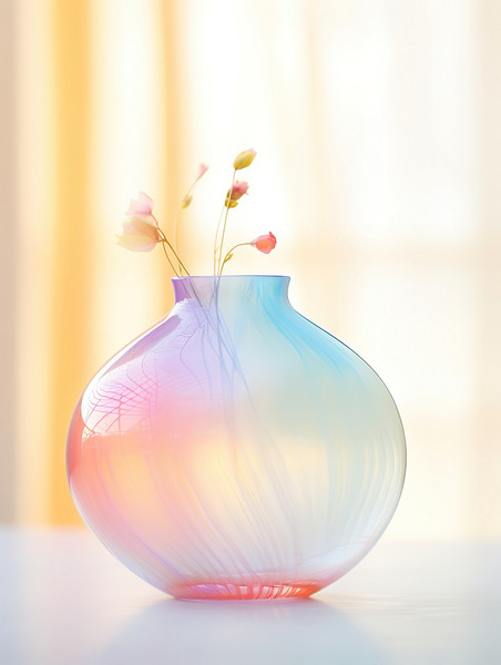 创意手工吹制玻璃花瓶浪漫梦幻插花艺术背景图