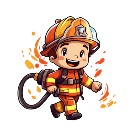 创意图形消防员小朋友卡通职业人物元素免抠图案