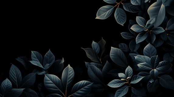 创意中国风蓝黑色花朵树叶背景图植物纹理