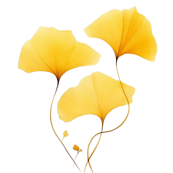 创意ai艺术黄色银杏叶植物树叶元素免抠图案