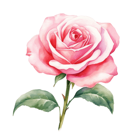 创意粉色水彩玫瑰花美丽花朵元素免抠图案