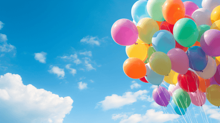 创意蓝天彩色气球浪漫快乐儿童节