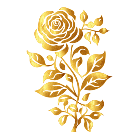 创意金箔玫瑰花情人节金色剪纸风元素